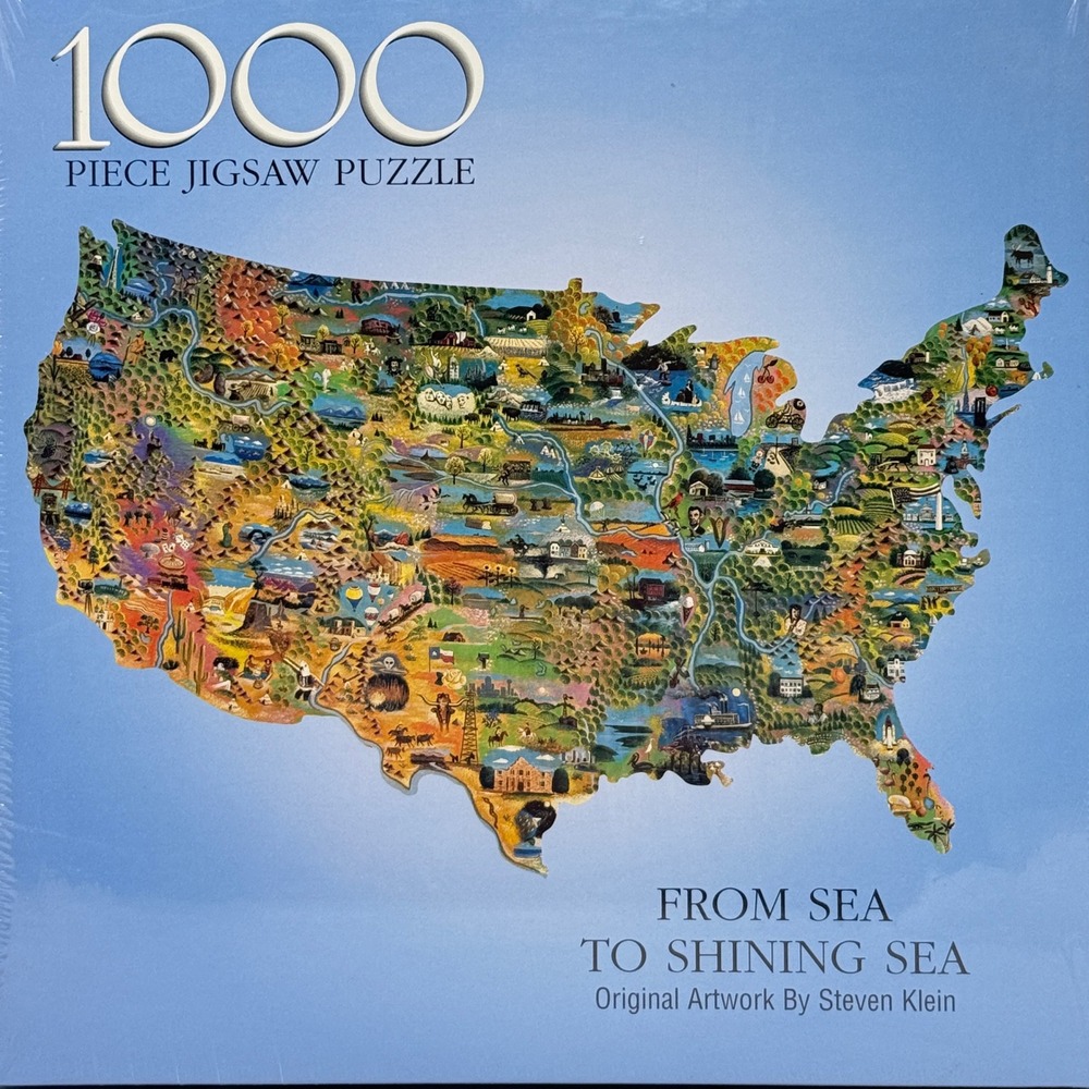 Bits and Pieces 1000 Piece Puzzle From Sea to Shining Sea Steven Klein USA Map